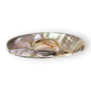 Antique Blister Pearl Brooch Iridescent Abalone Shell Oval Victorian 1800s FLAW